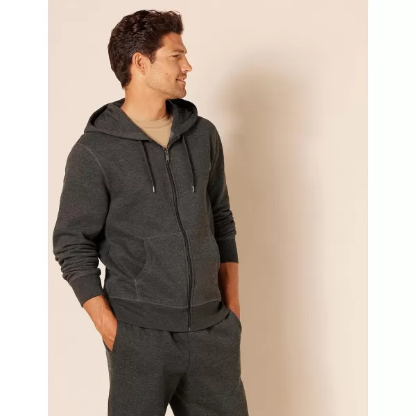 Amazon Essentials Mens FullZip Hooded Fleece Sweatshirt Available in Big amp TallCharcoal Heather