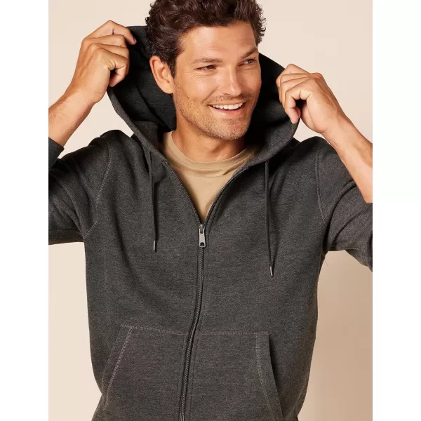 Amazon Essentials Mens FullZip Hooded Fleece Sweatshirt Available in Big amp TallCharcoal Heather