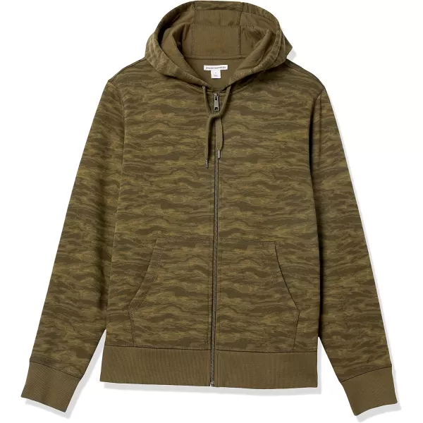 Amazon Essentials Mens FullZip Hooded Fleece Sweatshirt Available in Big amp TallGreen Abstract Camo