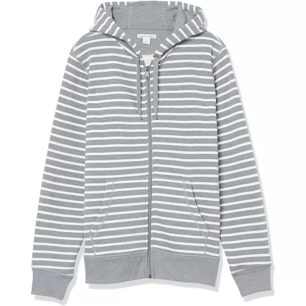 Amazon Essentials Mens FullZip Hooded Fleece Sweatshirt Available in Big amp TallGrey Heather Stripe