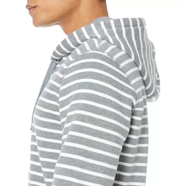 Amazon Essentials Mens FullZip Hooded Fleece Sweatshirt Available in Big amp TallGrey Heather Stripe