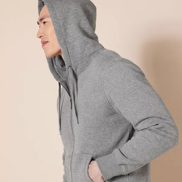 Amazon Essentials Mens FullZip Hooded Fleece Sweatshirt Available in Big amp TallLight Grey Heather