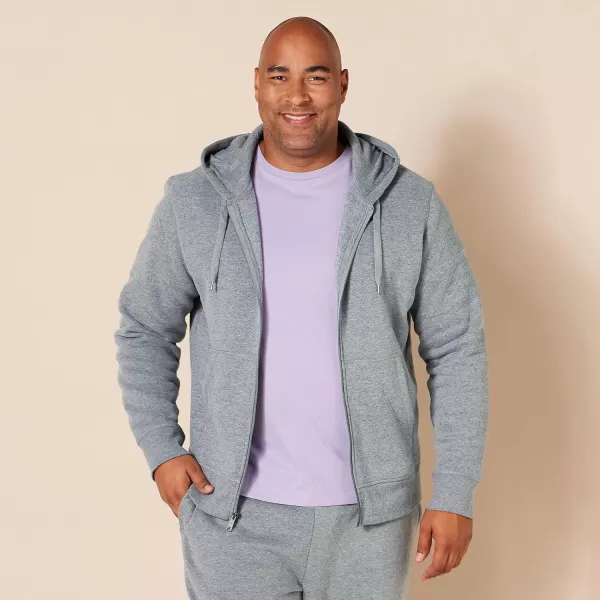 Amazon Essentials Mens FullZip Hooded Fleece Sweatshirt Available in Big amp TallLight Grey Heather