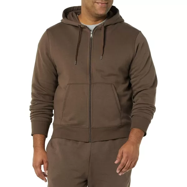 Amazon Essentials Mens FullZip Hooded Fleece Sweatshirt Available in Big amp TallMedium Brown