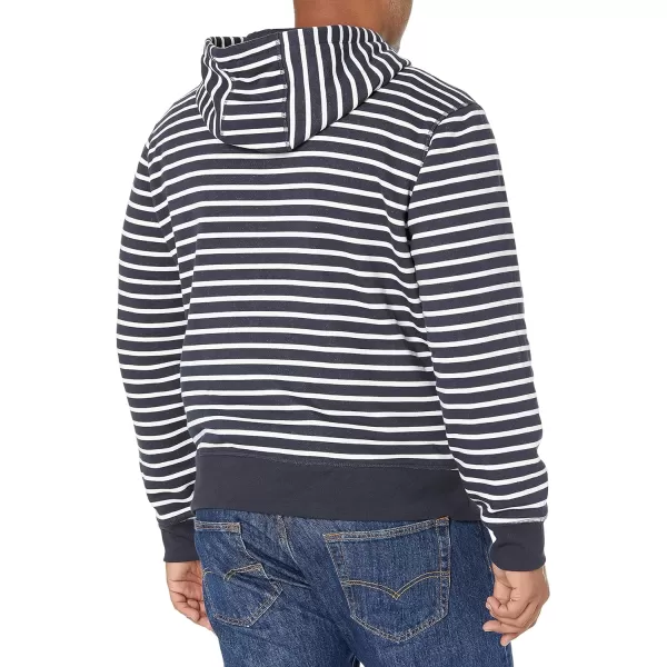 Amazon Essentials Mens FullZip Hooded Fleece Sweatshirt Available in Big amp TallNavy White Stripe