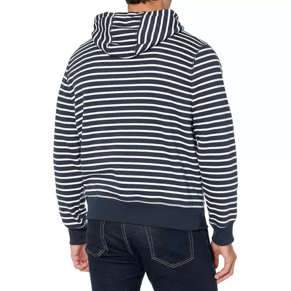 Amazon Essentials Mens FullZip Hooded Fleece Sweatshirt Available in Big amp TallNavy White Stripe