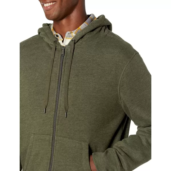 Amazon Essentials Mens FullZip Hooded Fleece Sweatshirt Available in Big amp TallOlive Heather