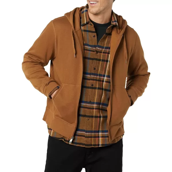 Amazon Essentials Mens FullZip Hooded Fleece Sweatshirt Available in Big amp TallToffee Brown