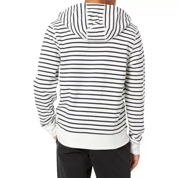 Amazon Essentials Mens FullZip Hooded Fleece Sweatshirt Available in Big amp TallWhite Stripe