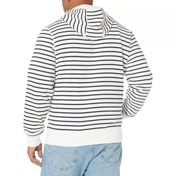 Amazon Essentials Mens FullZip Hooded Fleece Sweatshirt Available in Big amp TallWhite Stripe