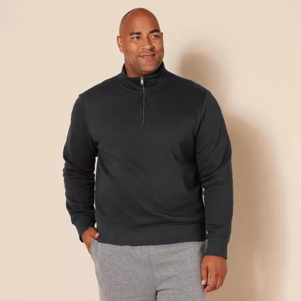 Amazon Essentials Mens LongSleeve QuarterZip Fleece SweatshirtBlack