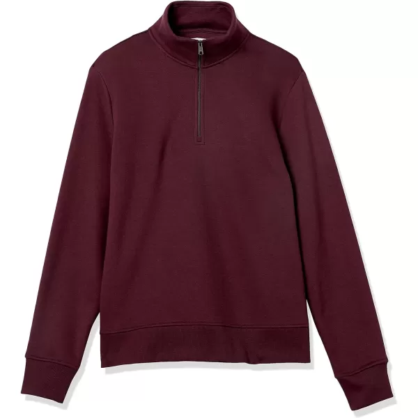 Amazon Essentials Mens LongSleeve QuarterZip Fleece SweatshirtBurgundy