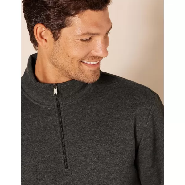 Amazon Essentials Mens LongSleeve QuarterZip Fleece SweatshirtCharcoal Heather