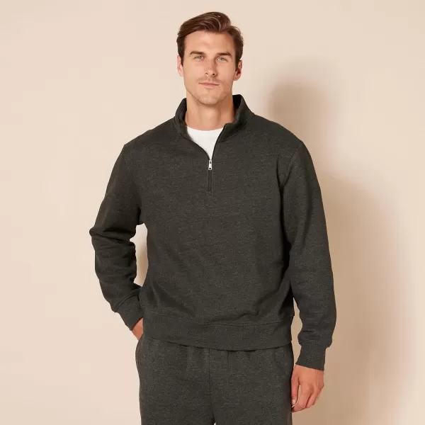 Amazon Essentials Mens LongSleeve QuarterZip Fleece SweatshirtCharcoal Heather