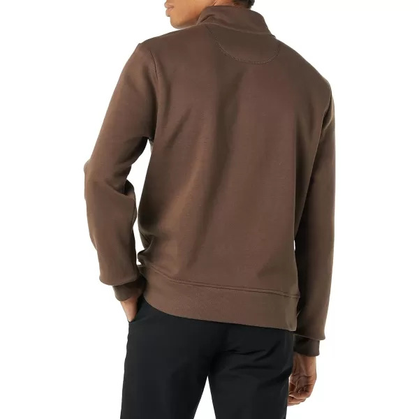 Amazon Essentials Mens LongSleeve QuarterZip Fleece SweatshirtMedium Brown