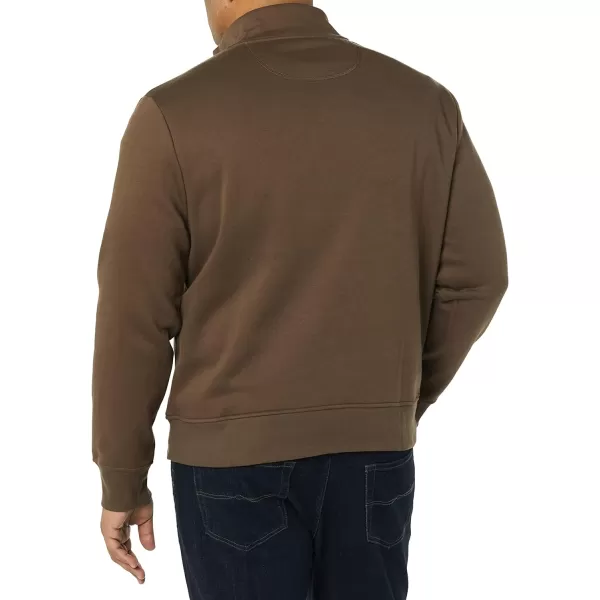 Amazon Essentials Mens LongSleeve QuarterZip Fleece SweatshirtMedium Brown