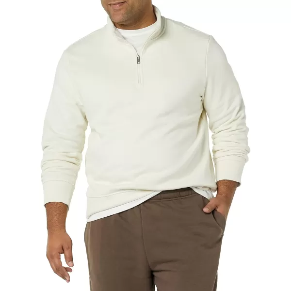 Amazon Essentials Mens LongSleeve QuarterZip Fleece SweatshirtOffwhite