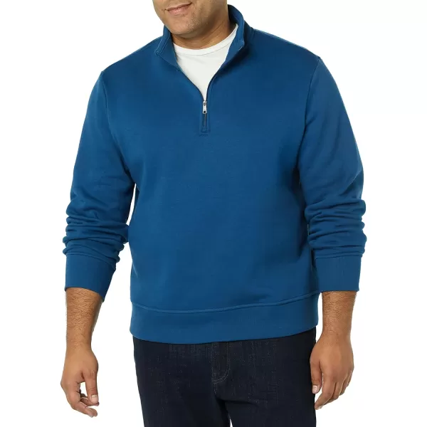 Amazon Essentials Mens LongSleeve QuarterZip Fleece SweatshirtTeal Blue