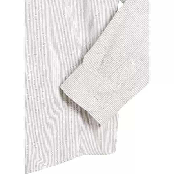 Amazon Essentials Mens LongSleeve RegularFit Stretch Oxford Shirt Available in Big  TallLight Grey White Vertical Stripe