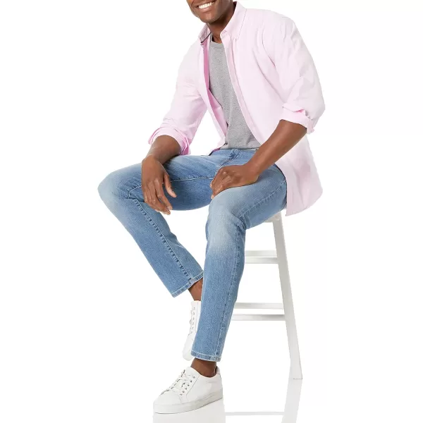 Amazon Essentials Mens LongSleeve RegularFit Stretch Oxford Shirt Available in Big  TallPale Pink