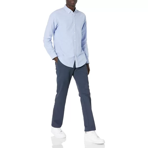 Amazon Essentials Mens LongSleeve RegularFit Stretch Oxford Shirt Available in Big  TallPowder Blue