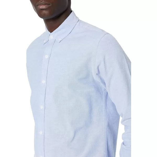 Amazon Essentials Mens LongSleeve RegularFit Stretch Oxford Shirt Available in Big  TallPowder Blue