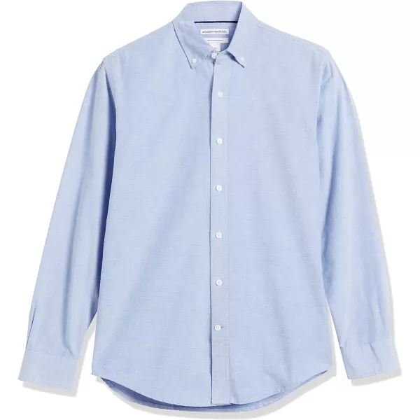 Amazon Essentials Mens LongSleeve RegularFit Stretch Oxford Shirt Available in Big  TallPowder Blue