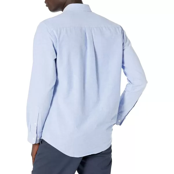 Amazon Essentials Mens LongSleeve RegularFit Stretch Oxford Shirt Available in Big  TallPowder Blue