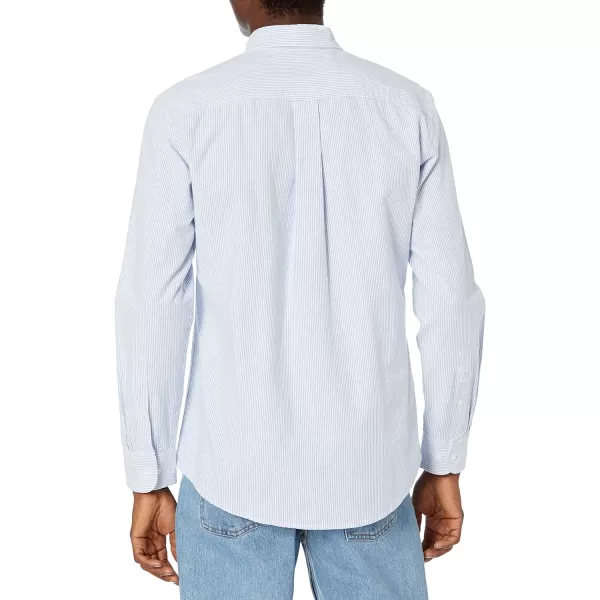 Amazon Essentials Mens LongSleeve RegularFit Stretch Oxford Shirt Available in Big  TallPowder Blue White Vertical Stripe