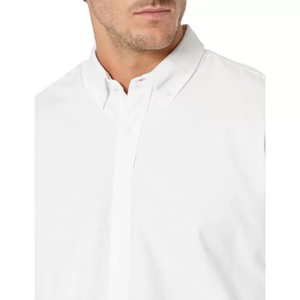 Amazon Essentials Mens LongSleeve RegularFit Stretch Oxford Shirt Available in Big  TallWhite