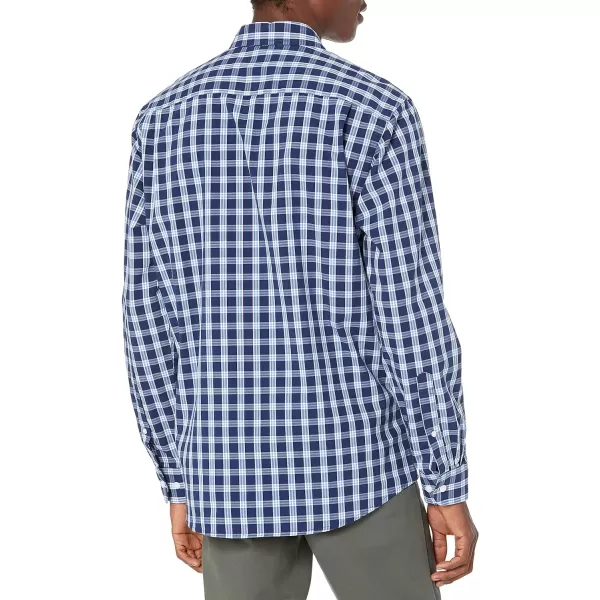 Amazon Essentials Mens RegularFit LongSleeve Casual Poplin ShirtBlue Grey Plaid