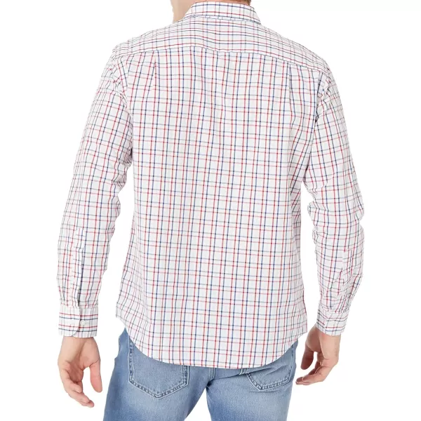 Amazon Essentials Mens RegularFit LongSleeve Casual Poplin ShirtBlue Red White Check Plaid