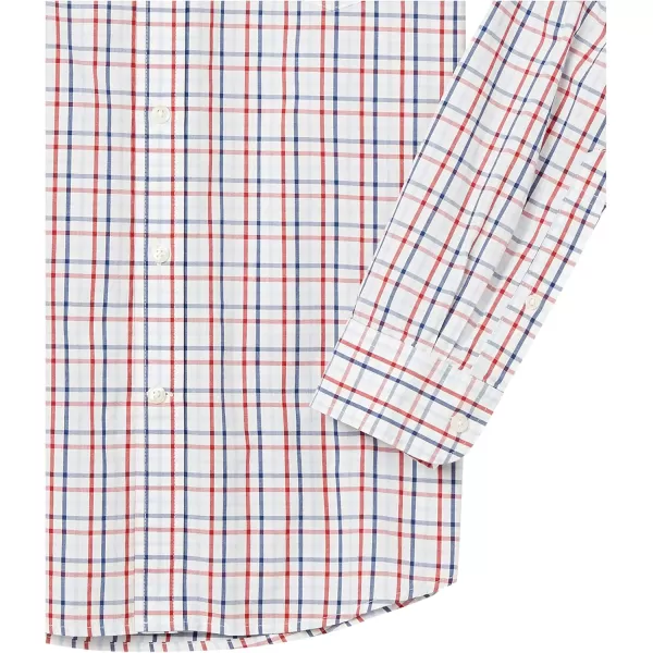 Amazon Essentials Mens RegularFit LongSleeve Casual Poplin ShirtBlue Red White Check Plaid