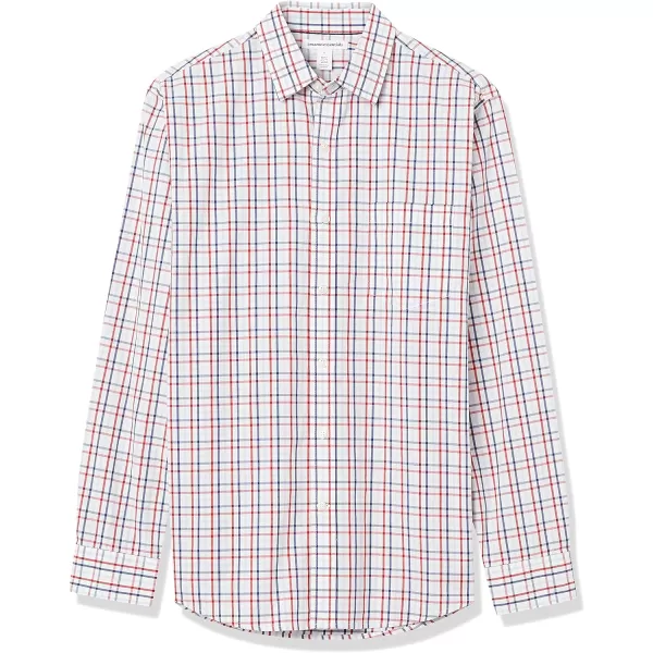 Amazon Essentials Mens RegularFit LongSleeve Casual Poplin ShirtBlue Red White Check Plaid