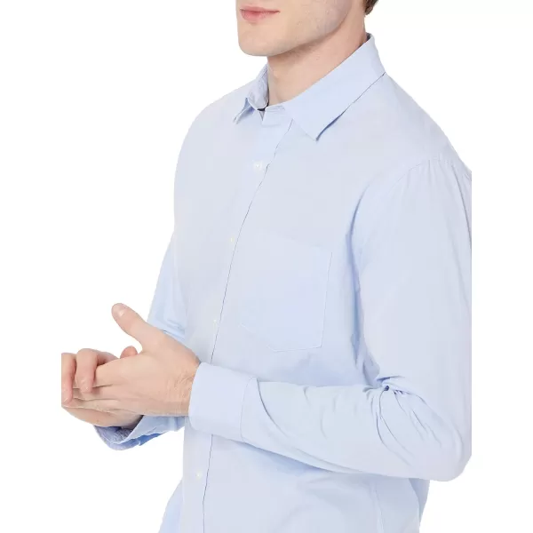 Amazon Essentials Mens RegularFit LongSleeve Casual Poplin ShirtLight Blue