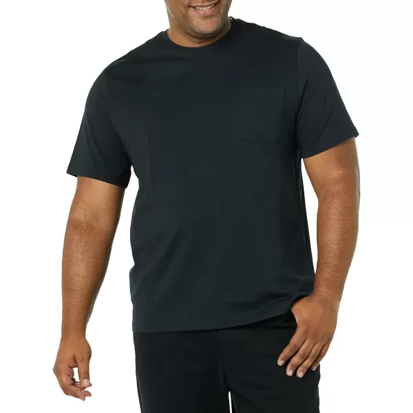 Amazon Essentials Mens RegularFit ShortSleeve Crewneck Pocket TShirt Pack of 2BlackCharcoal Heather