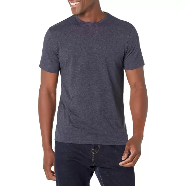 Amazon Essentials Mens SlimFit ShortSleeve Crewneck TShirt Pack of 2BlackNavy Heather No Pocket