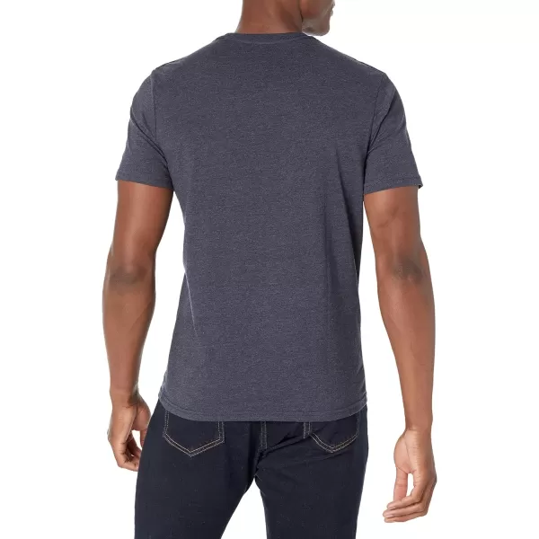 Amazon Essentials Mens SlimFit ShortSleeve Crewneck TShirt Pack of 2BlackNavy Heather No Pocket