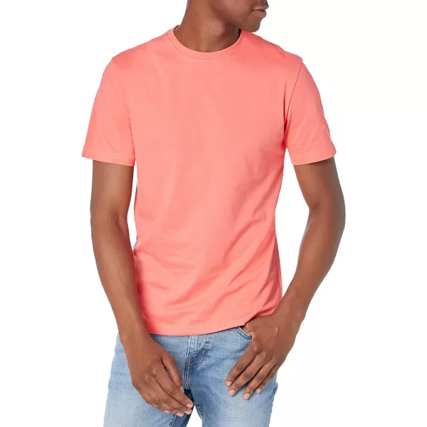 Amazon Essentials Mens SlimFit ShortSleeve Crewneck TShirt Pack of 2Coral PinkDark Navy No Pocket