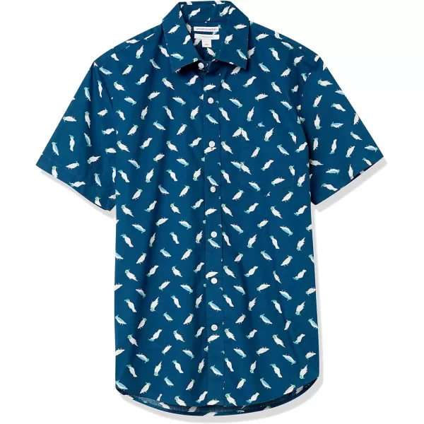 Amazon Essentials Mens SlimFit ShortSleeve Print ShirtClassic Blue Birds