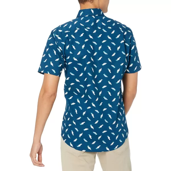 Amazon Essentials Mens SlimFit ShortSleeve Print ShirtClassic Blue Birds