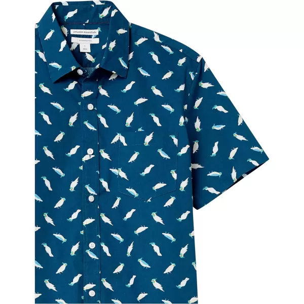 Amazon Essentials Mens SlimFit ShortSleeve Print ShirtClassic Blue Birds