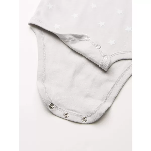 Amazon Essentials Unisex Babies ShortSleeve Bodysuits Multipacks7 Light Grey HeatherStarsStripe