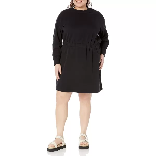 Amazon Essentials Womens Knit Waisted Sweatshirt Dress Available in Plus SizeBlack