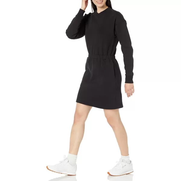 Amazon Essentials Womens Knit Waisted Sweatshirt Dress Available in Plus SizeBlack