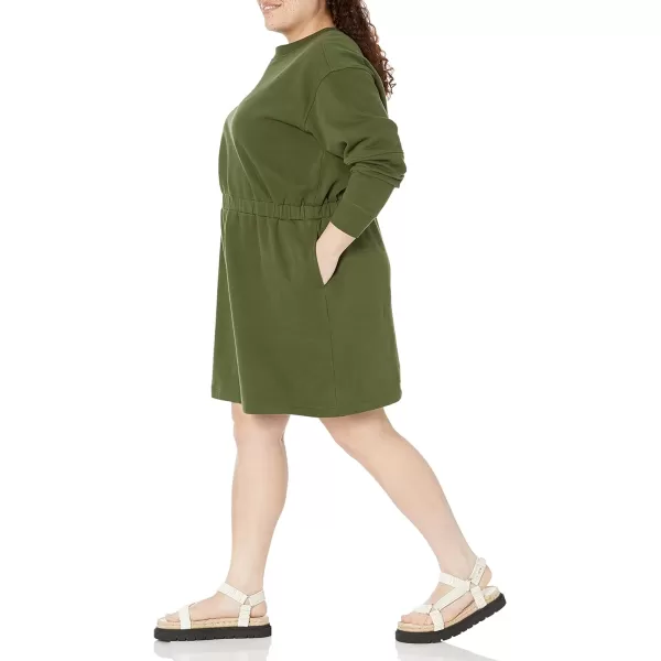 Amazon Essentials Womens Knit Waisted Sweatshirt Dress Available in Plus SizeDark Olive