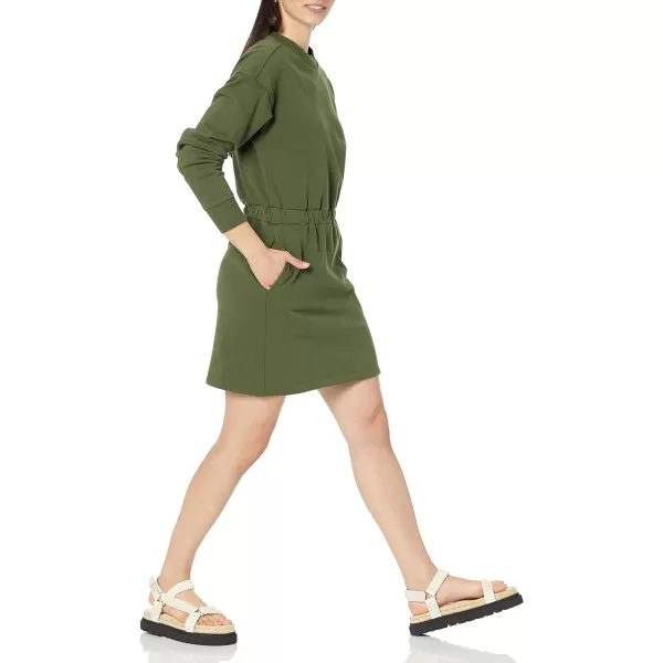 Amazon Essentials Womens Knit Waisted Sweatshirt Dress Available in Plus SizeDark Olive