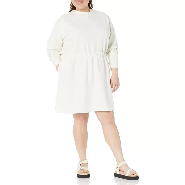 Amazon Essentials Womens Knit Waisted Sweatshirt Dress Available in Plus SizeEggshell White