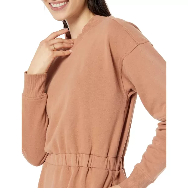 Amazon Essentials Womens Knit Waisted Sweatshirt Dress Available in Plus SizeLight Brown