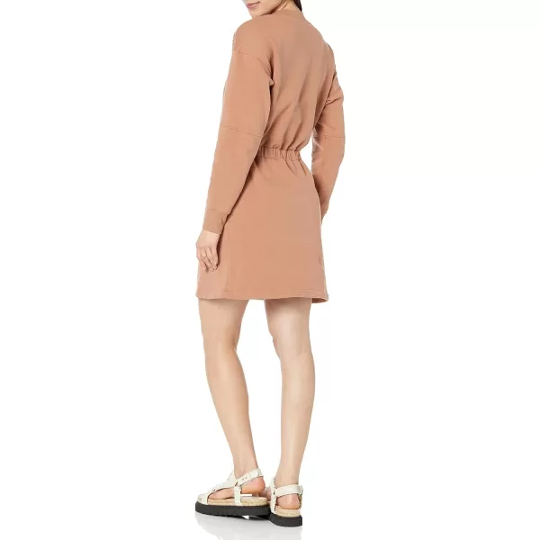 Amazon Essentials Womens Knit Waisted Sweatshirt Dress Available in Plus SizeLight Brown